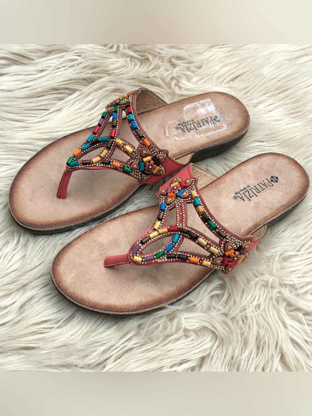 Patrizia By Spring Step Beaded Thong Sandals Sz 9